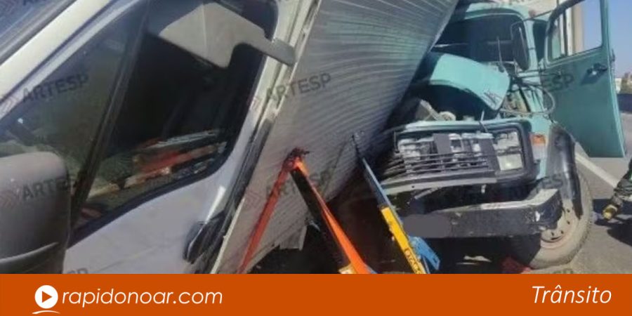 Batida entre caminhões deixa três feridos e mobiliza helicóptero na Anhanguera