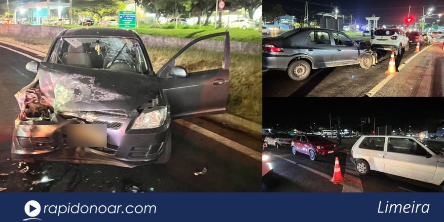 Idoso causa acidente com quatro carros na rotatória do Cotil, em Limeira