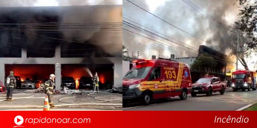 Incêndio de grandes proporções atinge loja de veículos em Piracicaba