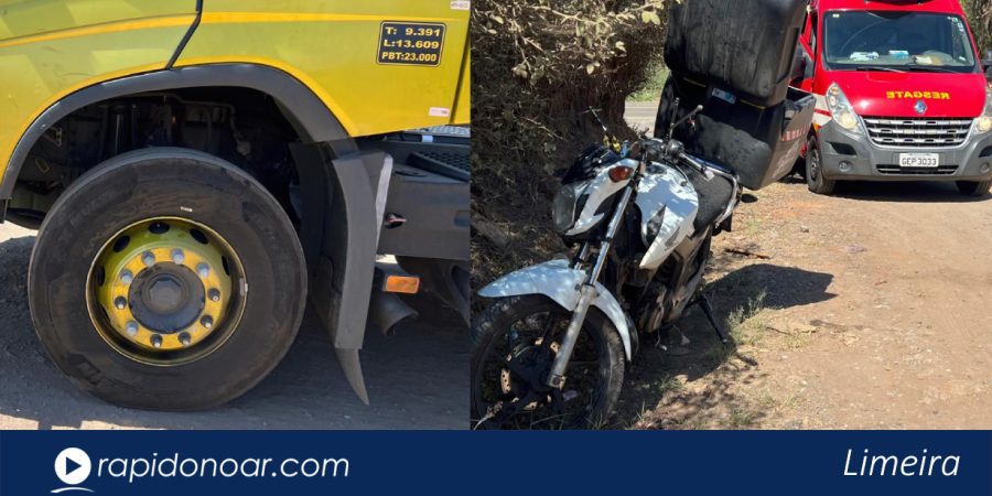Motociclista sofre fratura exposta após colisão com carreta na Rodovia José Santa Rosa que liga Limeira a Artur Nogueira
