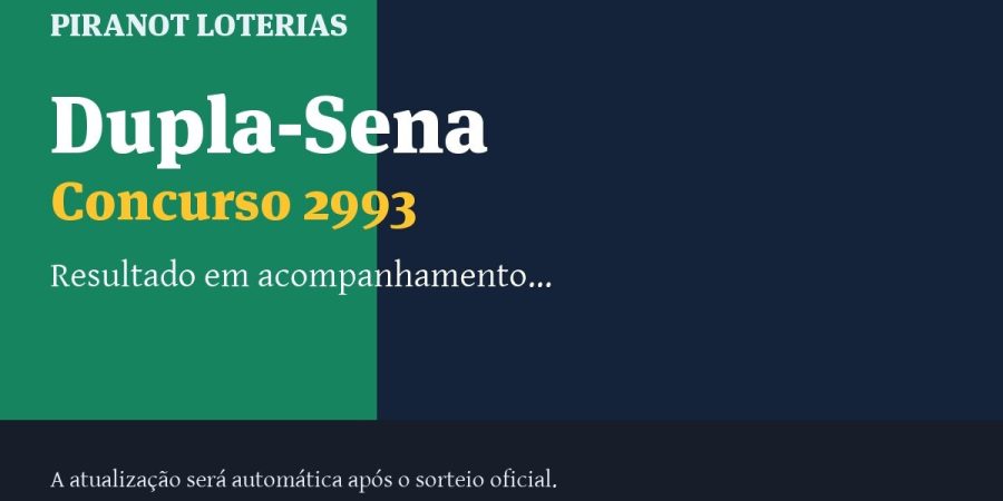 Resultado da Dupla-Sena 2993: veja dezenas sorteadas, rateio e prêmio – PIRANOT