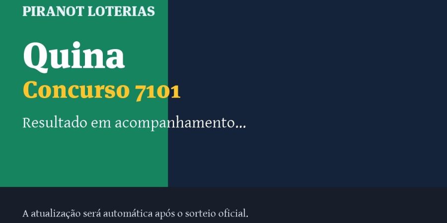 Resultado da Quina 7101: veja dezenas sorteadas, rateio e prêmio – PIRANOT