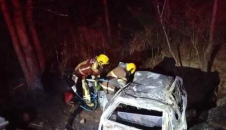 Carro pega fogo após cair em barranco na MGC-135; duas pessoas morrem – PIRANOT