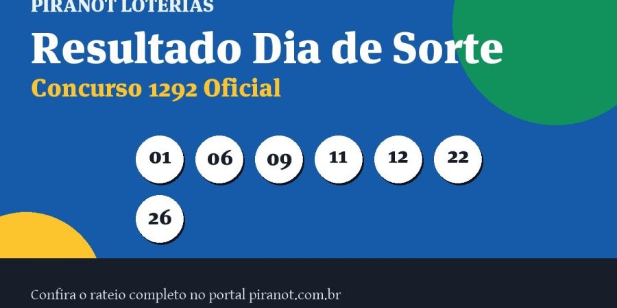 Dia de Sorte 1292 acumula; próximo prêmio chega a R$ 400.000,00 – PIRANOT