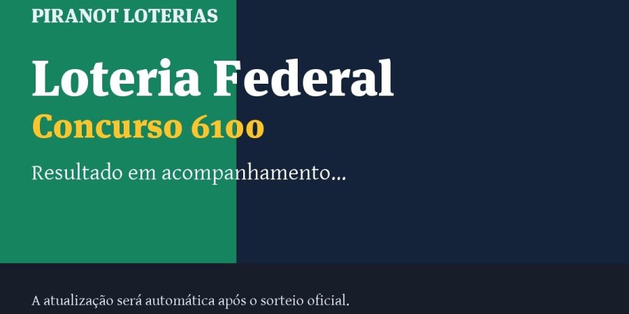 Resultado da Loteria Federal 6100: veja dezenas sorteadas, rateio e prêmio – PIRANOT